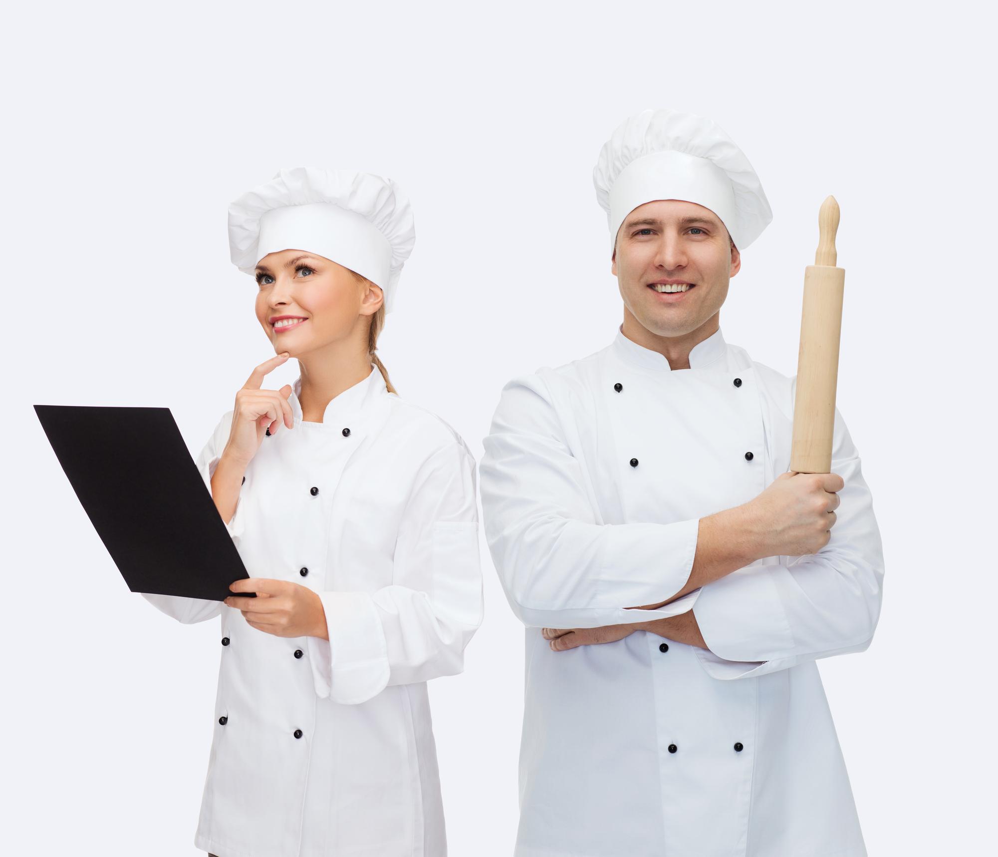 Chef teaching a small team